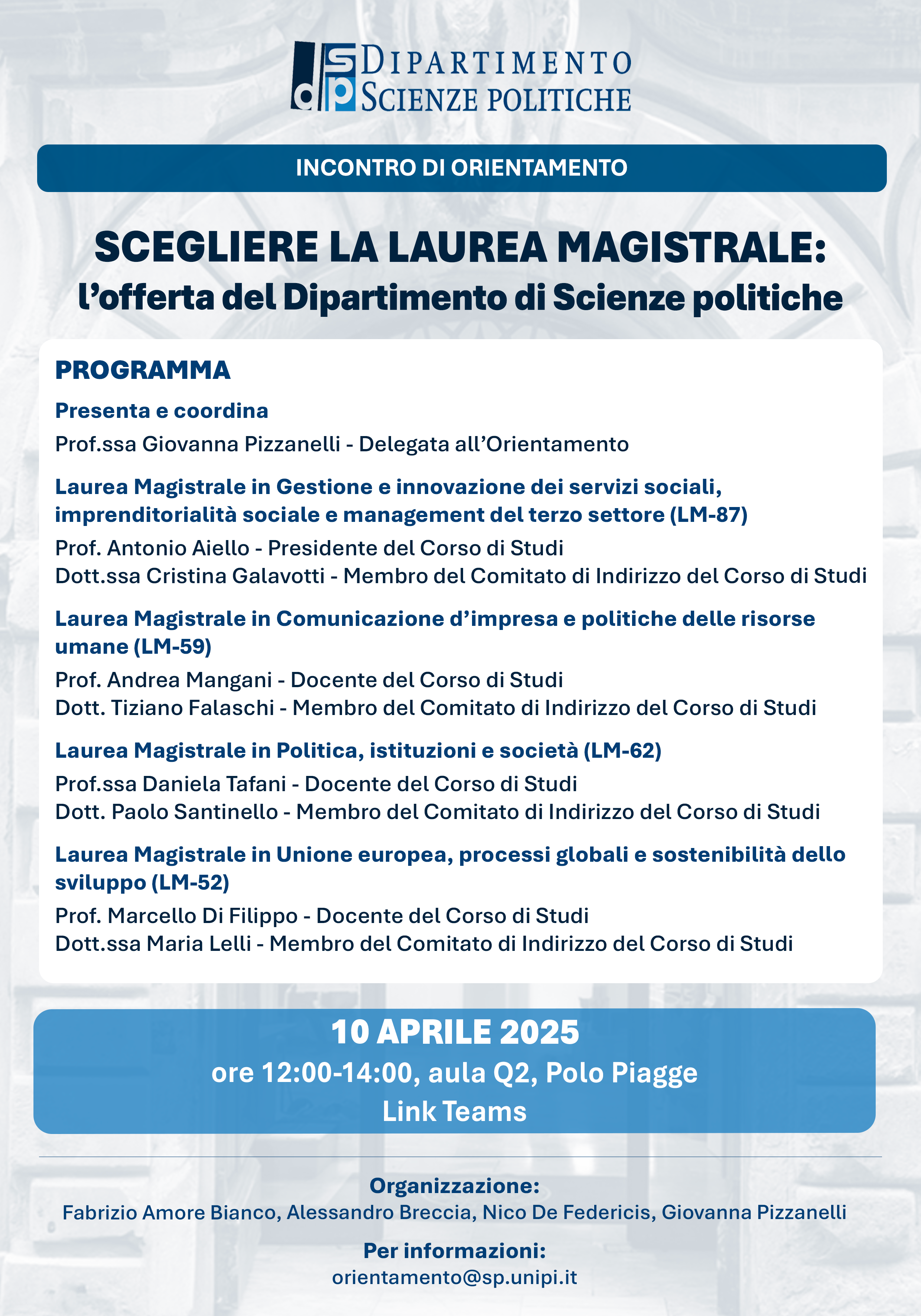 Scegliere la laurea magistrale: l’offerta del Dipartimento di Scienze politiche