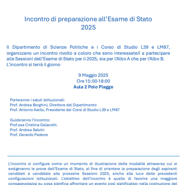 Esame di Stato 2025: incontro di preparazione