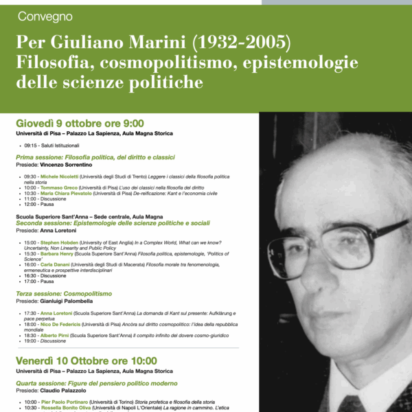 Convegno: “Per Giuliano Marini (1932-2005) Filosofia, cosmopolitismo, epistemologie delle scienze politiche”