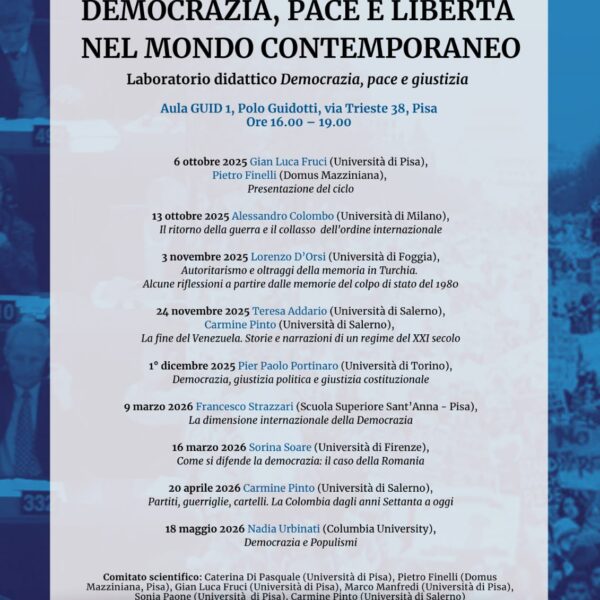 Ciclo di seminari: Democrazia, pace e libertà nel mondo contemporaneo (6 cfu) – variazione sede