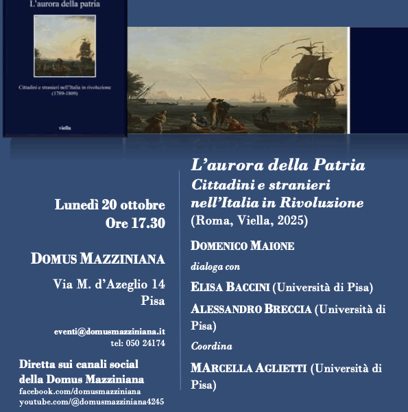 Presentazione volume: “L’aurora della Patria. Cittadini e stranieri nell’Italia in Rivoluzione”, Domenico Maione