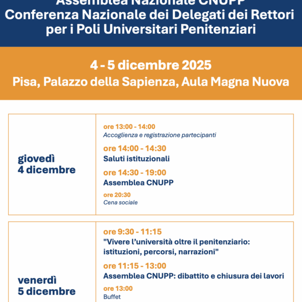 Assemblea Nazionale CNUPP (Conferenza Nazionale dei Delegati dei Rettori per i Poli Universitari Penitenziari)