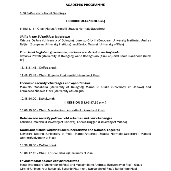 Convegno: “The Politics and Policy of Transnational Challenges”